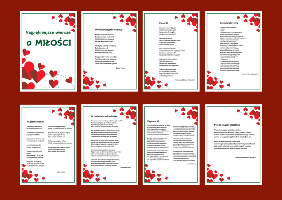 WALENTYNKI – DZIEŃ KOBIET - miłość - biblioteka – świetlica – WIERSZE – GAZETKA – 20 stron - wersja 3