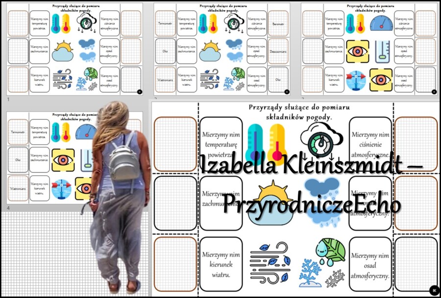 Notatka okienkowa/stacja zadaniowe/notatka interaktywna/notatka graficzna/karta pracy/sketchnotka „Przyrządy służące do pomiaru składników pogody” w pdf. Przyroda 4 , dział „Poznajemy pogodę i inne zjawiska przyrodnicze”. Materiał wykonany na podstawie p