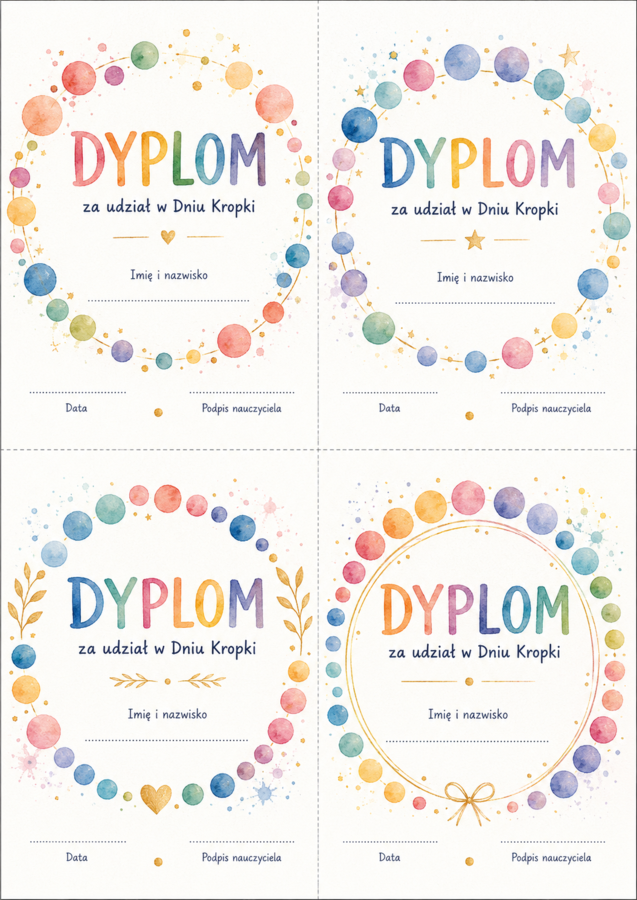 Dyplomy za udział w Dniu kropki