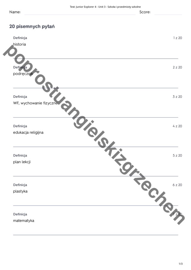 Junior Explorer 4 - Unit 3 - testy