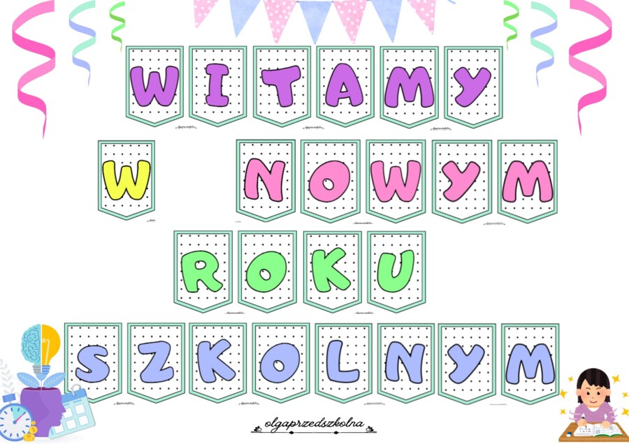 Girlanda "Witamy w nowym roku szkolnym" litery a5