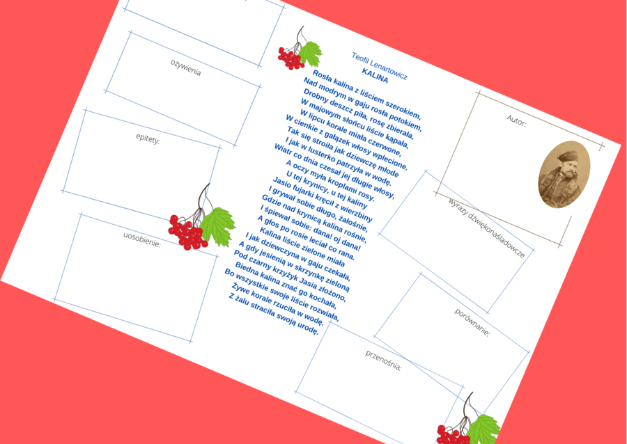 Teofil Lenartowicz "Kalina" -karta pracy (środki poetyckie)