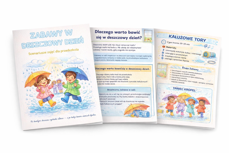 Zabawy w deszczowy dzień – scenariusze zajęć dla przedszkola