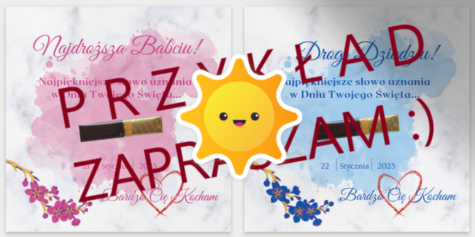 Dzień Babci i Dziadka - podziękowanie Merci 14cm x 14cm