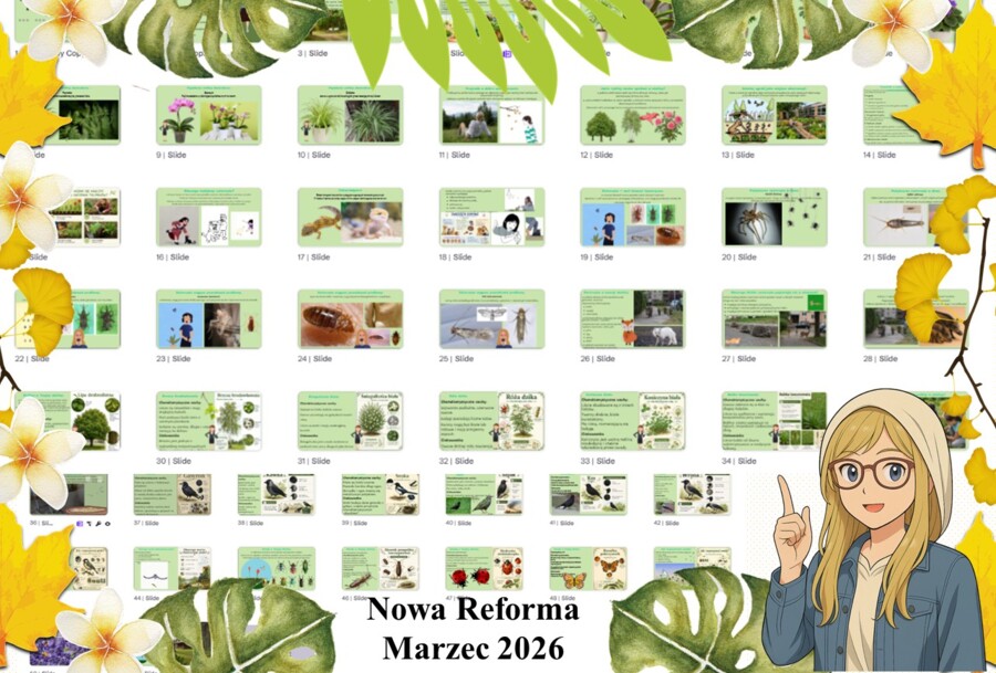 Prezentacja multimedialna w genial.ly do edycji „Rośliny i zwierzęta w mojej okolicy” wykonana na podstawie podręcznika „Przyroda” Nowa Era. Przyroda 4. Dział „Moja okolica”.