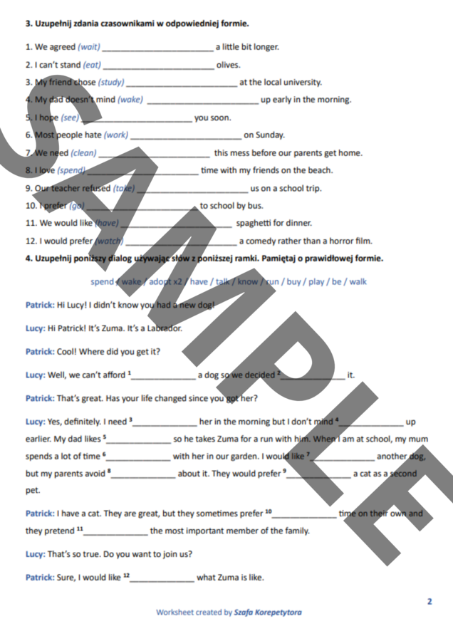 Focus 2 2nd edition 1.5. VERB + -ING OR VERB + TO INFINITIVE