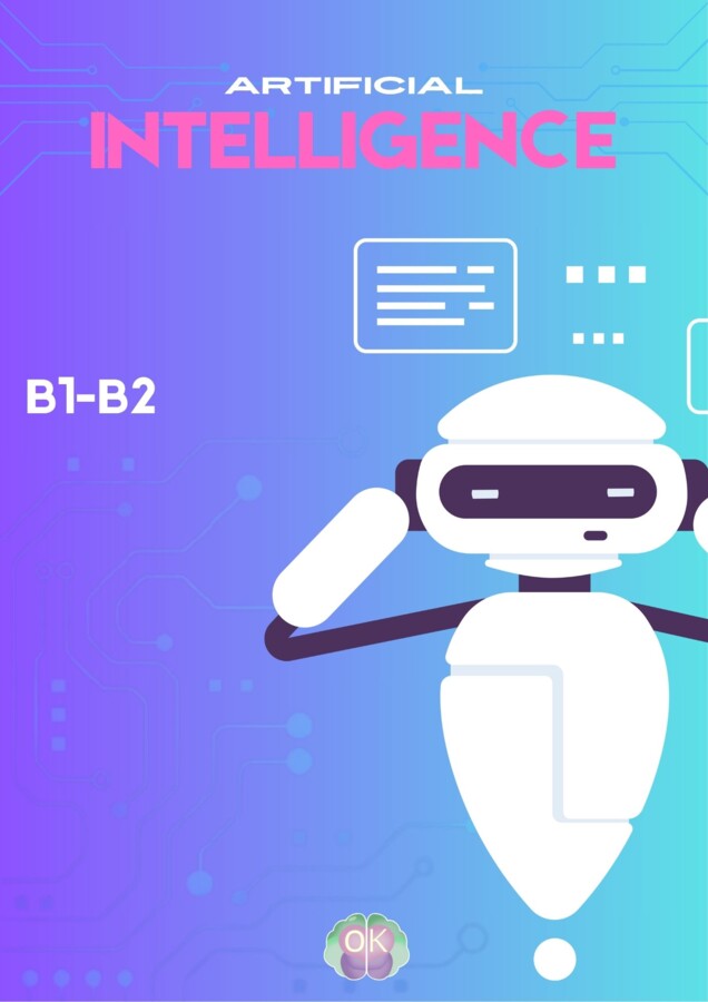 🤖 Artificial Intelligence – Can Machines Be Creative? (Poziom B1/B2 – lekcja na podstawie filmu z YouTube)sztuczna inteligencja, angielski, AI, karty pracy, film edukacyjny, język angielski, matura, B1, B2, kreatywność, pisanie rozprawki, nauka przez fil