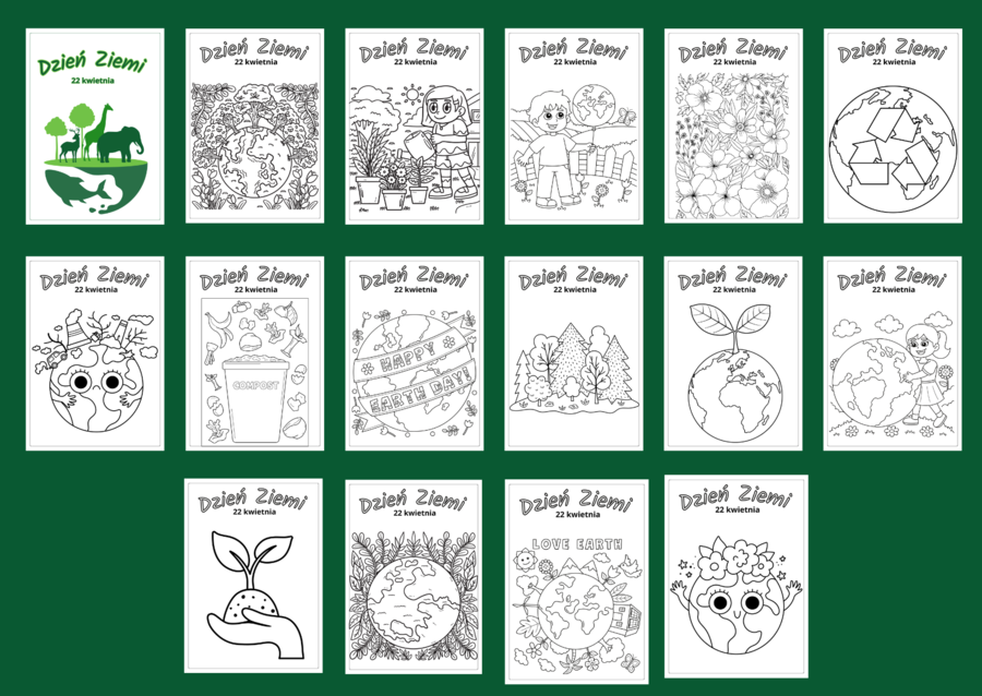 DZIEŃ ZIEMI – Galeria – kolorowanka – kolorowanki – biblioteka – świetlica – przedszkole – 33 wersje