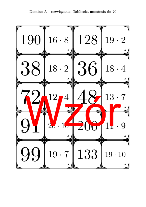 Domino - Tabliczka mnożenia do 20 | matematyka