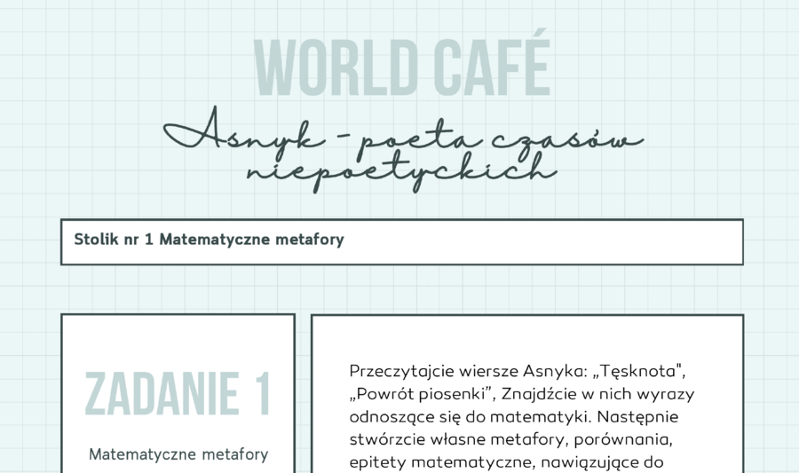 Asnyk - poeta czasów niepoetyckich - world cafe