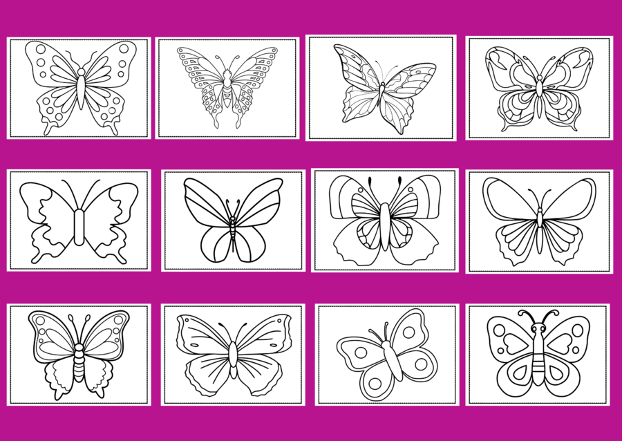 DZIEŃ MOTYLA – Galeria portretów – kolorowanka – kolorowanki – WIOSNA – biblioteka – świetlica – przedszkole – 30 wersji