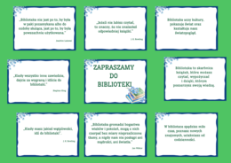 ZAPRASZAMY DO BIBLIOTEKI - biblioteka - gazetka – zalety biblioteki - cytaty – wersja 1