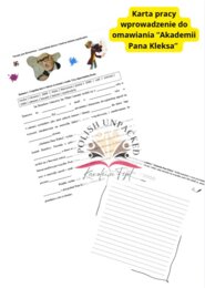 Karta pracy - notka biograficzna Jan Brzechwa (+odpowiedzi), recenzja "Akademia Pana Kleksa", lektura obowiązkowa klasa 4