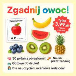 Zgadnij owoc po brakujących literach | Quiz o owocach | 50 pytań