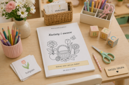 Kolorowanka językowa: Kwiaty i owoce