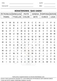 Bohaterowie Quo vadis - wykreślanka, kształcenie specjalne