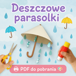 Deszczowe parasolki z papieru, sznurka i patyczków