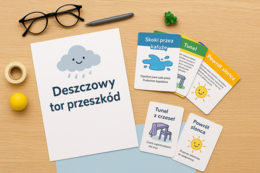 Deszczowy tor przeszkód – karty zadań ruchowych