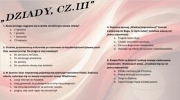 Test wprowadzający z lektury "Dziady, cz. III"