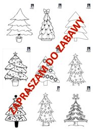 Choinkowy zawrót głowy - 25 kolorowanek lub choinek do dekoracji, Świąteczna zabawa, Mikołajki.