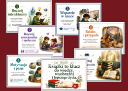 Zalety czytania książek – gazetka szkolna (15 stron)
