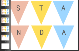 Napis Standardy Ochrony Małoletnich na proporczykach