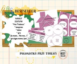 pakiet zestaw "Pan Tadeusz" pary (gra typu memo), tangram, taboo, "Ja mam... kto ma...?"