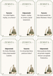 Zemsta - Aleksander Fredro - fiszki edukacyjne - pytania i odpowiedzi