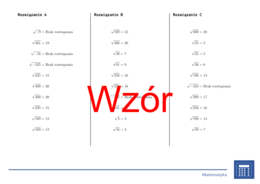 Pierwiastek kwadratowy liczb całkowitych | matematyka | 26 kolumn