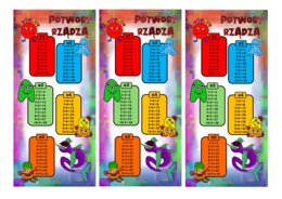 (klasa 4 klasa 5 klasa 6) Dzień Tabliczki Mnożenia - pakiet kart pracy z potworami + Gra z potworami.
