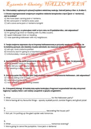Egzamin Ósmoklasisty – HALLOWEEN | Zestaw zadań egzaminacyjnych z języka angielskiego (reakcje językowe, uzupełnianie dialogów, czytanie ze zrozumieniem, tłumaczenia, e-mail)