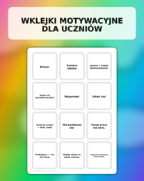 Wklejki motywacyjne dla uczniów (36 sztuk) – PDF do druku (A4 - 3 strony)