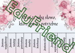 Weź ze sobą słowo, które jest Ci potrzebne- SELFCARE- 21 kart A4- odrywanki- całolroczne