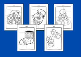 ZIMA - UKŁADANKA – układanki – puzzle – kolorowanka – 10 szt. - biblioteka – świetlica – przedszkole
