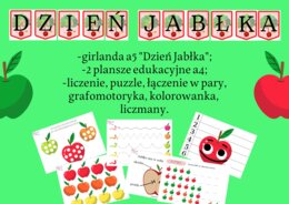 Dzień Jabłka - girlanda, karty pracy, plansze, liczmany