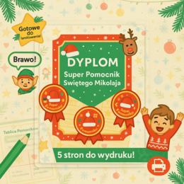 Zestaw dyplomów i medali „Super Pomocnik Świętego Mikołaja”