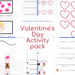 Valentine's Day Activity Pack - literacy and numeracy skills