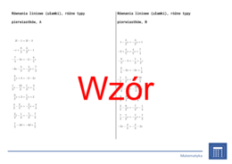 Równania liniowe (ułamki), różne typy pierwiastków | matematyka, algebra | 26 kolumn