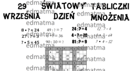 Dzień tabliczki mnożenia - gazetka szkolna (czarno-biała)