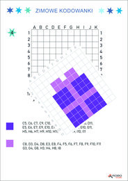 Kodowanki zimowe, świąteczne, mikołajkowe- łatwe- dyktando graficzne, kolorowanka, zima, Święta, Boże Narodzenie, Mikołaj