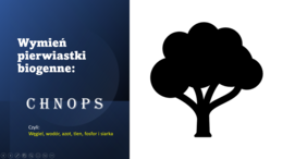 Fiszki na slajdach - BIOLOGIA - Temat: Skład chemiczny organizmów. Pierwiastki, woda, rodzaje wiązań chemicznych