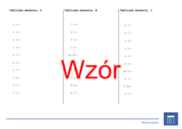 Tabliczka mnożenia | matematyka | 26 kolumn