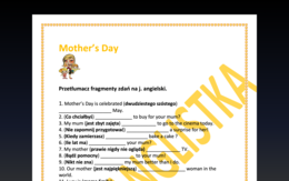 Mother's Day - Dzień Matki - tłumaczenie fragmentów zdań- EGZAMIN ÓSMOKLASISTY I NIE TYLKO- KLUCZ