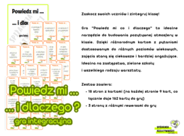 Powiedz mi ... ... i dlaczego ? gra integracyjna (warsztaty, godziny wychowawcze, zajęcia integracyjne, zielone szkoły)