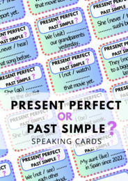 Past Simple or Present Perfect –120 Speaking Cards – mówienie – karty – czasownik – E8 – egzamin ósmoklasisty – matura - zestaw