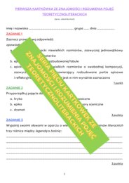 Pojęcia teoretycznoliterackie - seria pięciu kartkówek