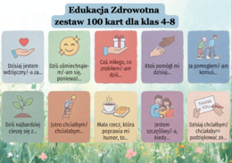 ✨ 100 kart  na Edukację  Zdrowotną dla klas 4–8 ✨
