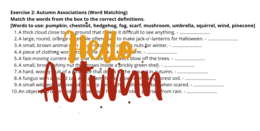 Autumn Vocabulary activities- zestaw 8 zadań na słownictwo
