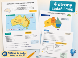 Karta pracy „Australia – mapa fizyczna i polityczna”