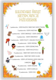 PAKIET MATERIAŁÓW NA PAŹDZIERNIK WEDŁUG KALENDARZA ŚWIĄT I DNI NIETYPOWYCH.